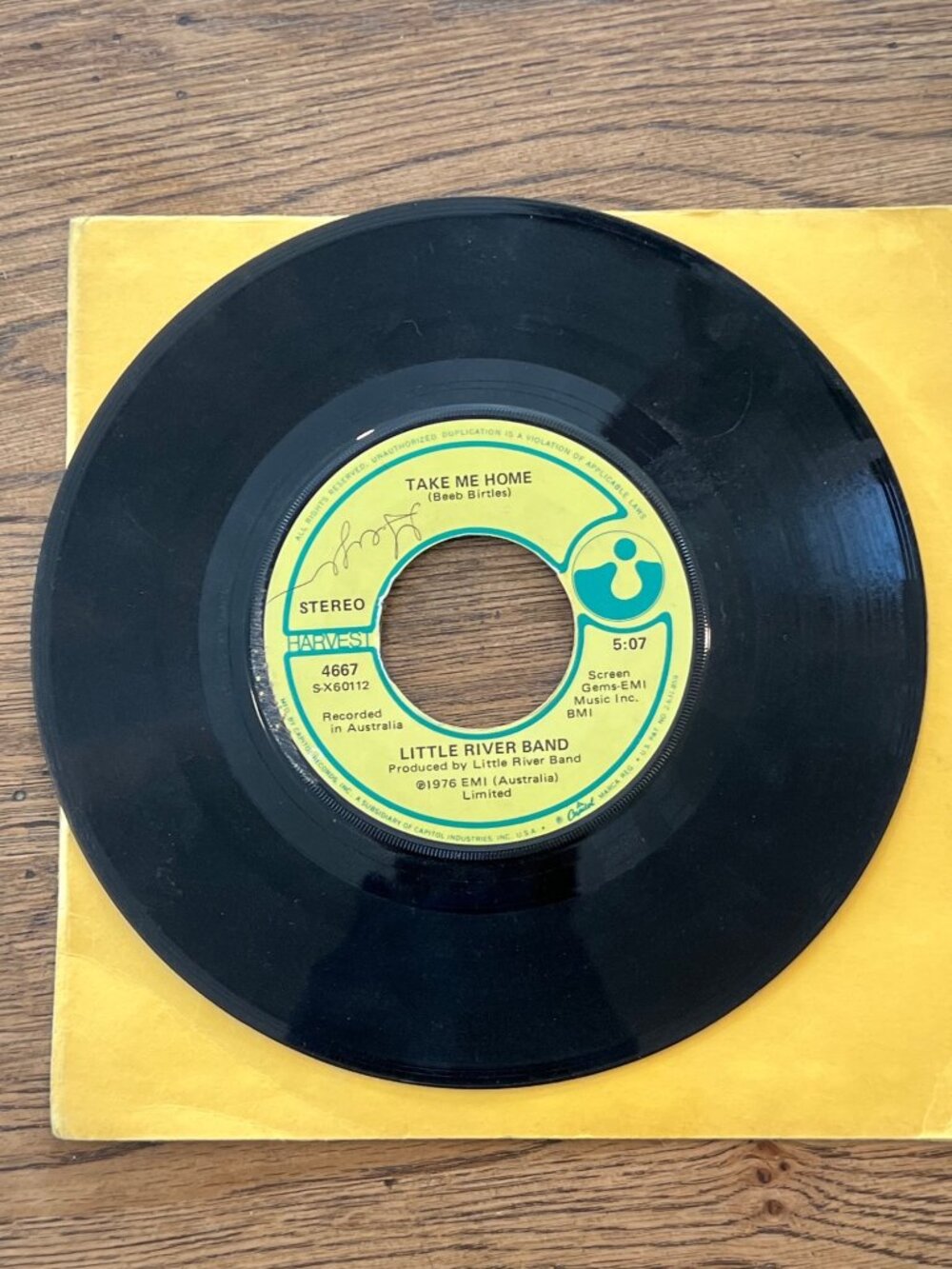 Little River Band Lady / Take Me Home 7" Vinyl 45 RPM Harvest 4667 1978 Stereo